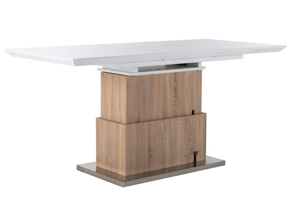 Table Extensible Et Relevable 2 En 1 - MDF Et Acier Inoxydable - Naturel Et Blanc - CAPANI – Image 10