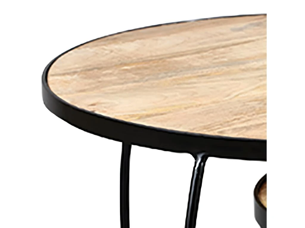 GIZEM - Lot De 2 Tables Basses Gigognes Métal Et Bois – Image 2