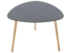 Table à Café Gris Foncé En MDF Et Chêne - Dim : L. 60 X L. 60 X H. 45 Cm