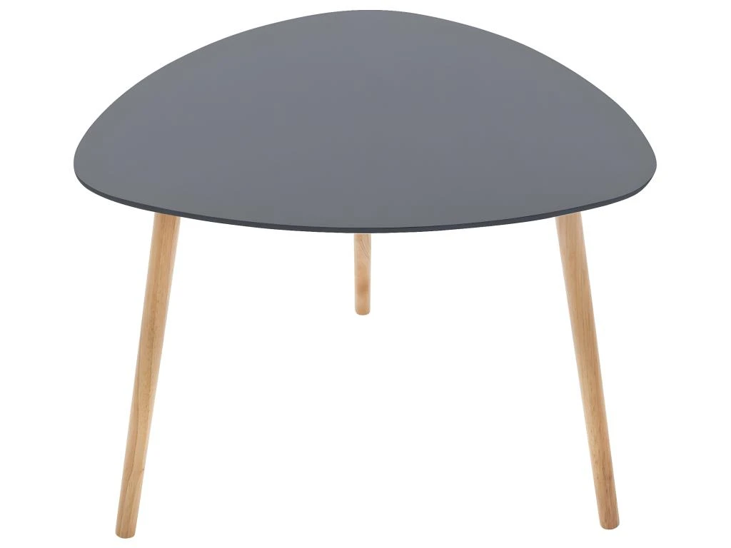 Table à Café Gris Foncé En MDF Et Chêne - Dim : L. 60 X L. 60 X H. 45 Cm