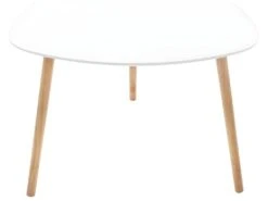 Table à Café Blanche En MDF Et Chêne - Dim : L. 60 X L. 60 X H. 45 Cm