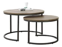 Set De 2 Tables Basses Christchurch Rondes Gigognes Effet Bois [en.casa]