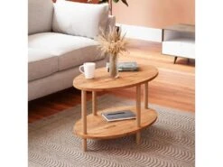 Table Basse Ovale Højreby 43 X 70 X 44 Cm Effet Bois [en.casa]