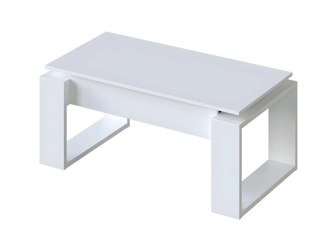 Table Basse à Plateau Relevable Coloris Blanc Artic - Longueur 102 X Profondeur 50 X Hauteur 43/54 Cm – Image 2