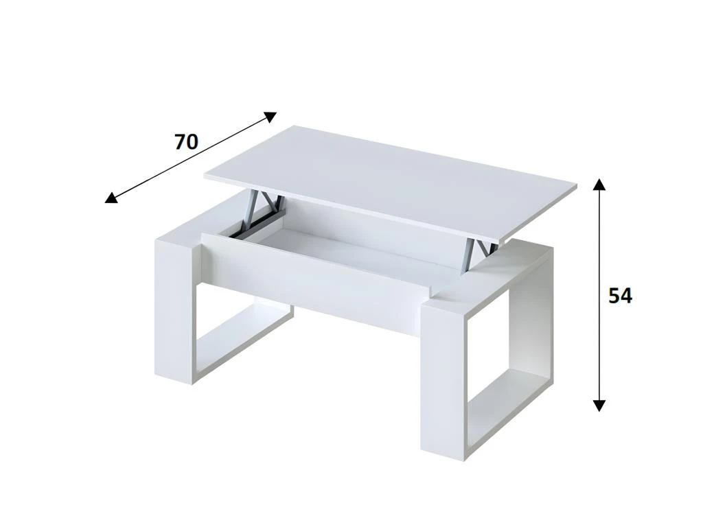 Table Basse à Plateau Relevable Coloris Blanc Artic - Longueur 102 X Profondeur 50 X Hauteur 43/54 Cm – Image 3