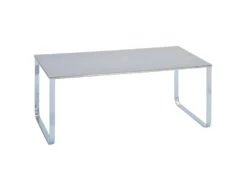 SAMIRA - Table Basse Rectangulaire Grise Plateau Verre