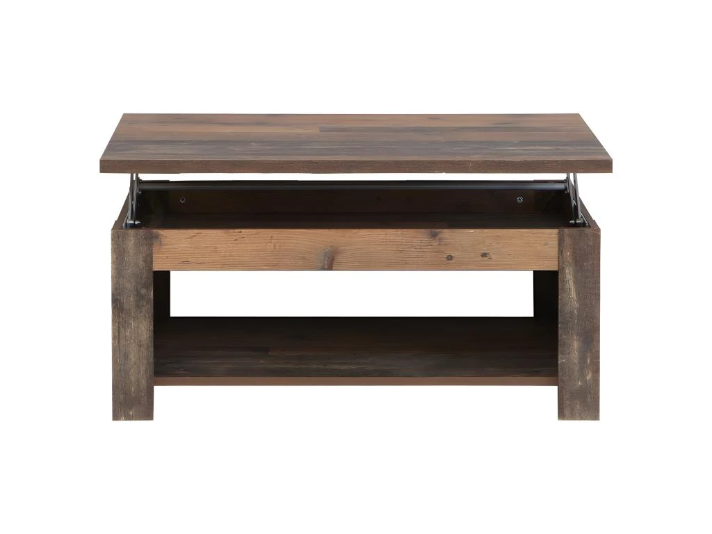 Table Basse Avec Plateau Relevable Effet Bois Vieilli - BUCK – Image 4