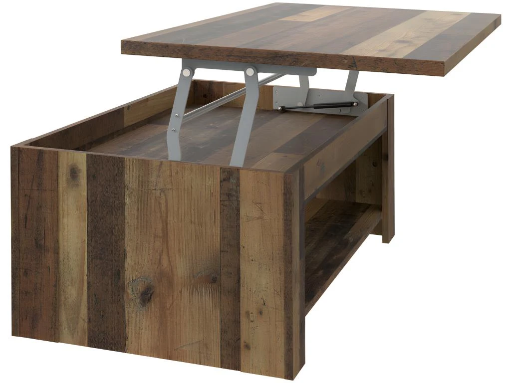Table Basse Avec Plateau Relevable Effet Bois Vieilli - BUCK – Image 5