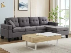 Table Basse Avec Plateau Relevable Et 1 Tiroir - MDF Et Acier - Naturel Et Blanc - BALUN