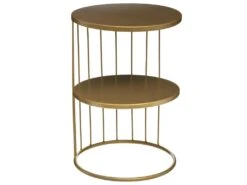 Table D'appoint Design Et Originale En Métal Doré H 52 Cm