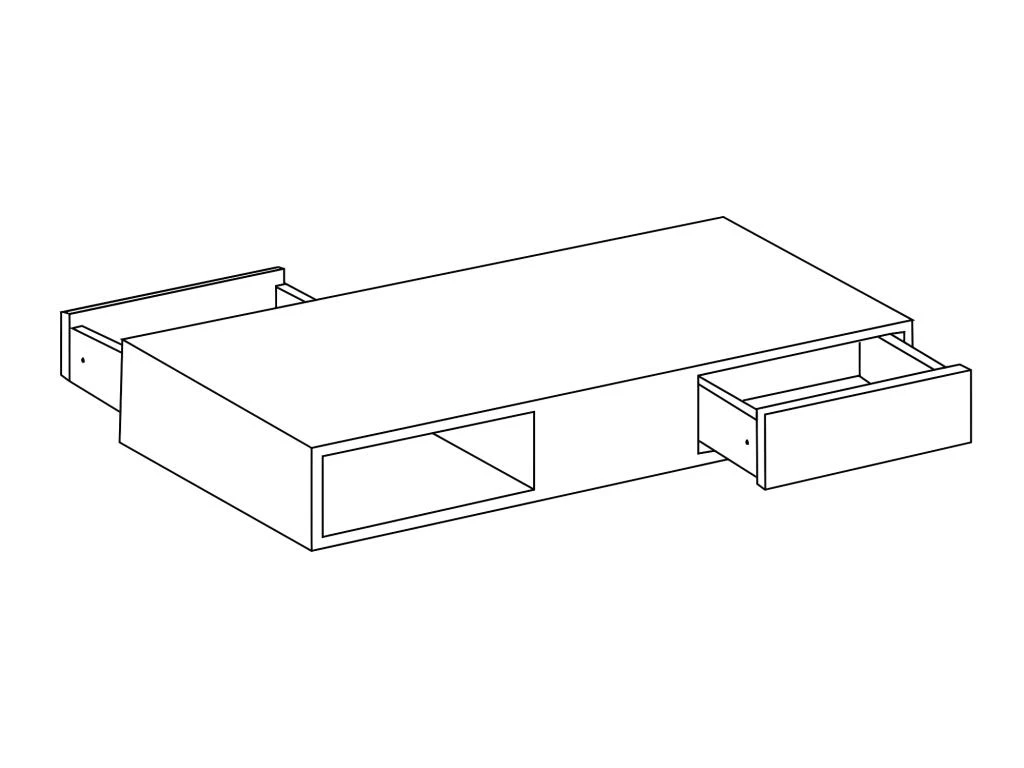 Table Basse Avec Plateau Pivotant, 2 Tiroirs Et 2 Niches - MDF - Blanc Laqué - ILYA – Image 8