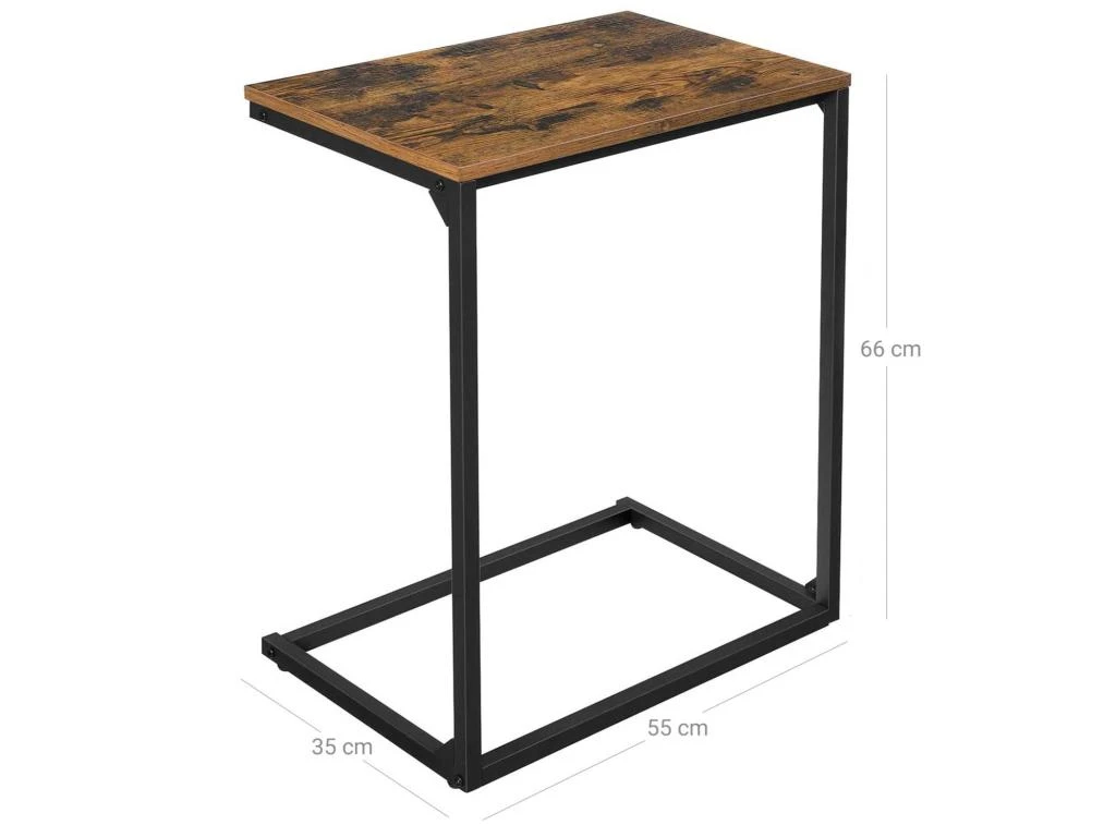Table D'appoint Bout De Canapé Table De Chevet Table De Lit Pour Chambre Salon Structure Simple Stable Style Industriel 66 Cm Marron Rustique Et Noir 12_0002998 – Image 2