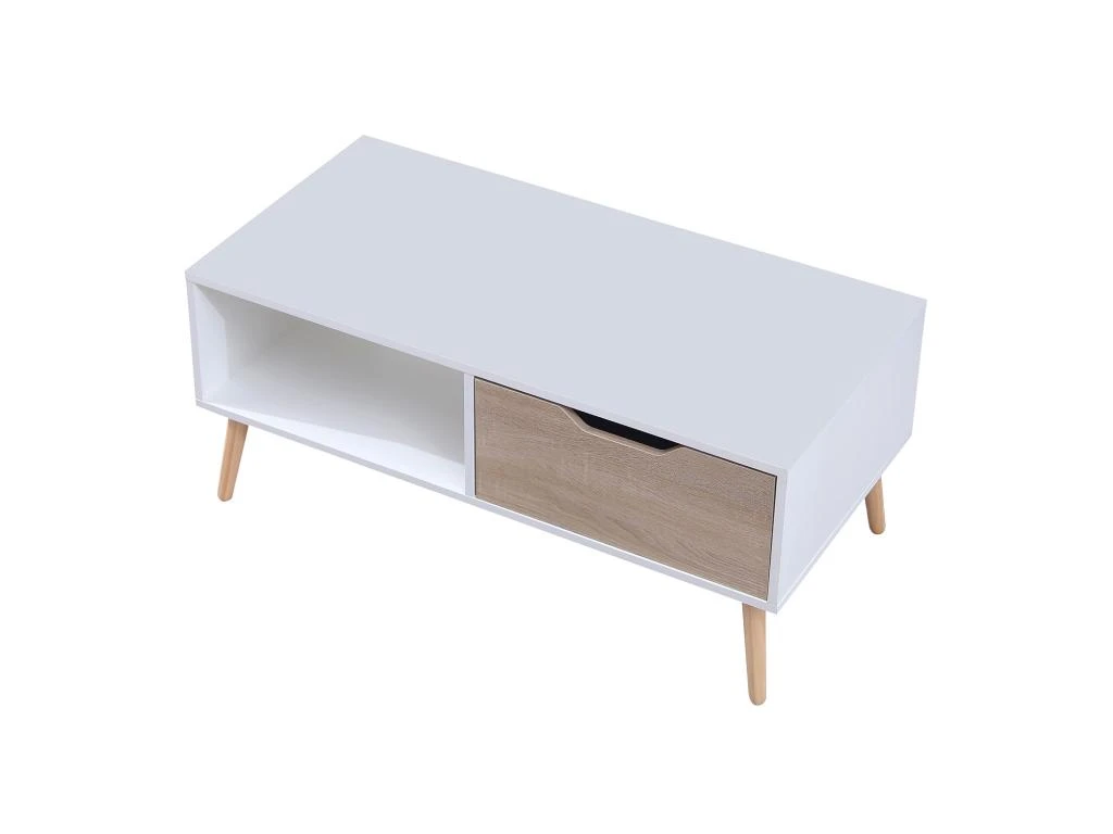 Table Basse Avec Tiroir Style Scandinave Blanche FREJA - HAPPY GARDEN – Image 2