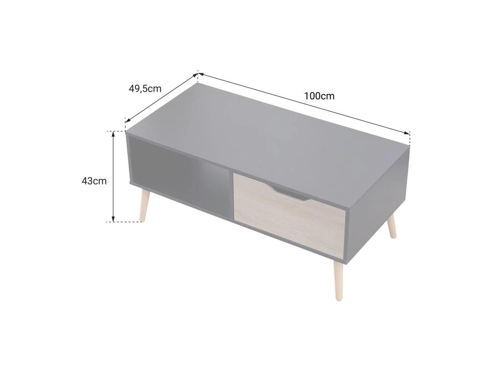 Table Basse Avec Tiroir Style Scandinave Blanche FREJA - HAPPY GARDEN – Image 5