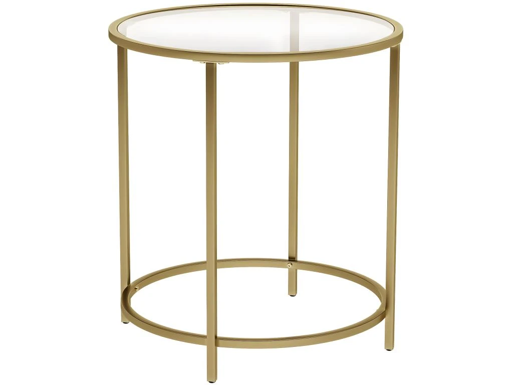 Table D 'appoint Ronde Dessus En Verre Trempé Cadre En Métal Bout De Canapé Table Console Table De Chevet Pour Salon Balcon Doré 12_0001028/2