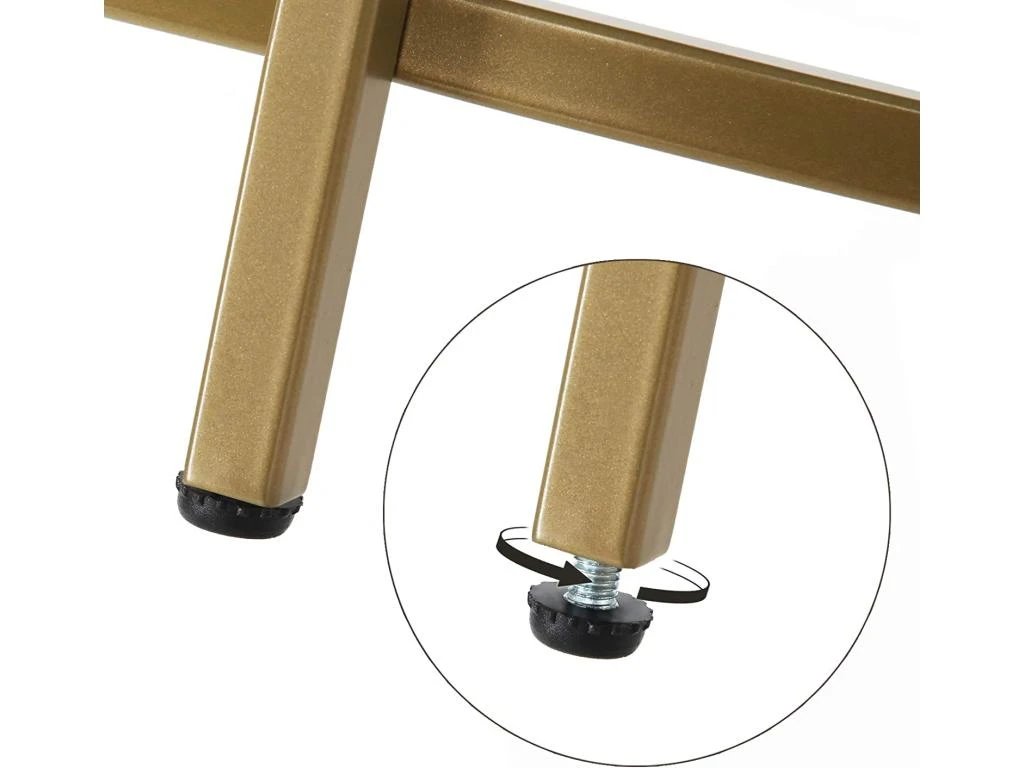 Table D 'appoint Ronde Dessus En Verre Trempé Cadre En Métal Bout De Canapé Table Console Table De Chevet Pour Salon Balcon Doré 12_0001028/2 – Image 3