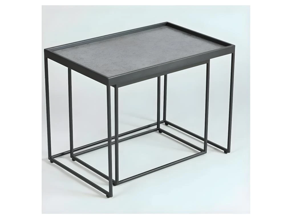 Tables D'appoint Gigognes Acier/Céramique Anthracite Mat - JANIE – Image 2