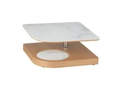 Table Basse Carrée Articulée Bois/Marbre Blanc - LAMPANG