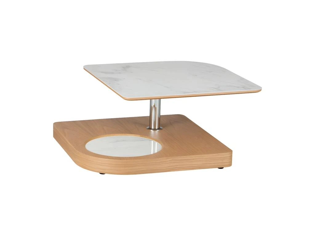 Table Basse Carrée Articulée Bois/Marbre Blanc - LAMPANG – Image 3