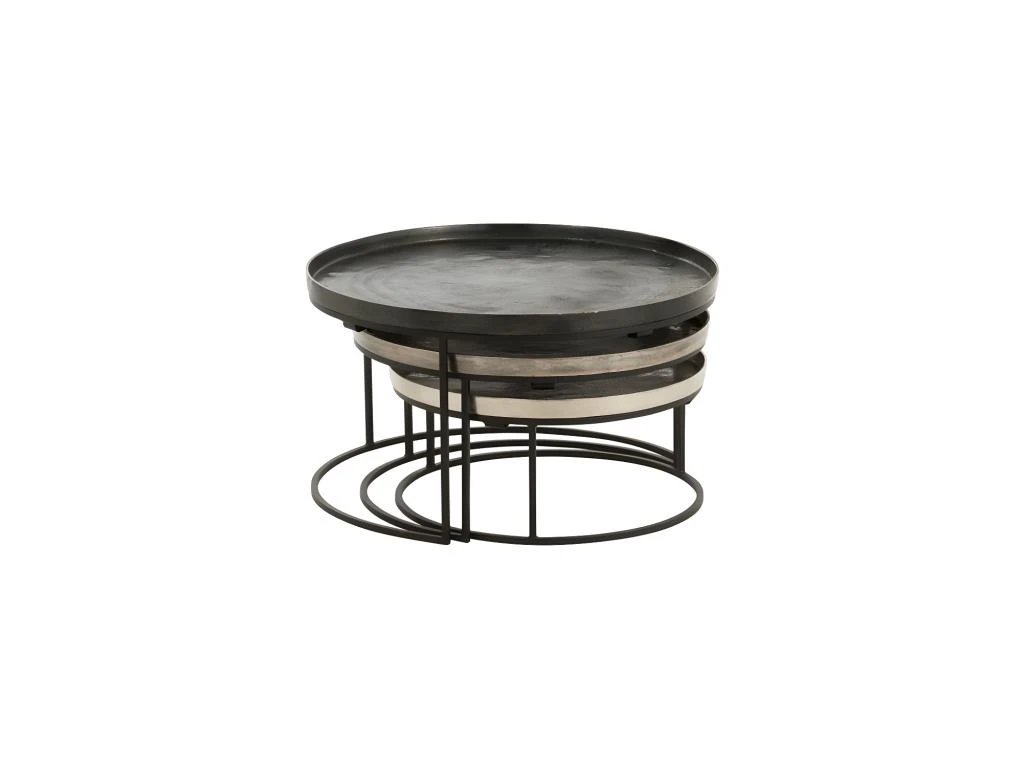 Tables Gigognes Rondes Noir/Doré - AIVA – Image 2