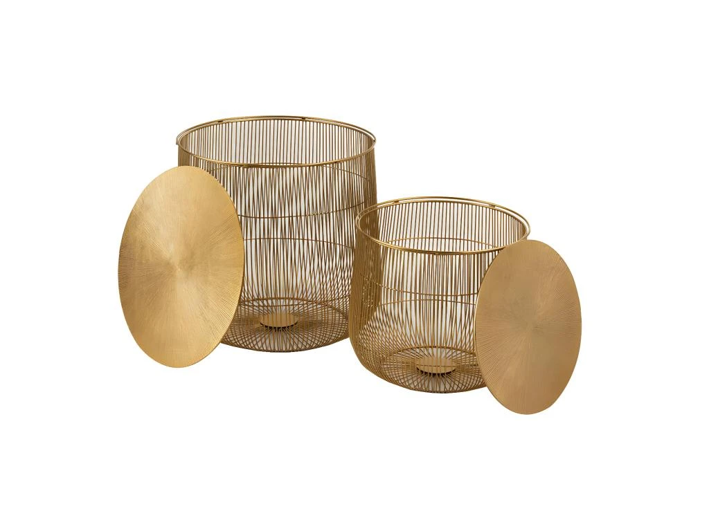 Tables Gigognes Rondes Panier Métal Or - HERAKLION – Image 2