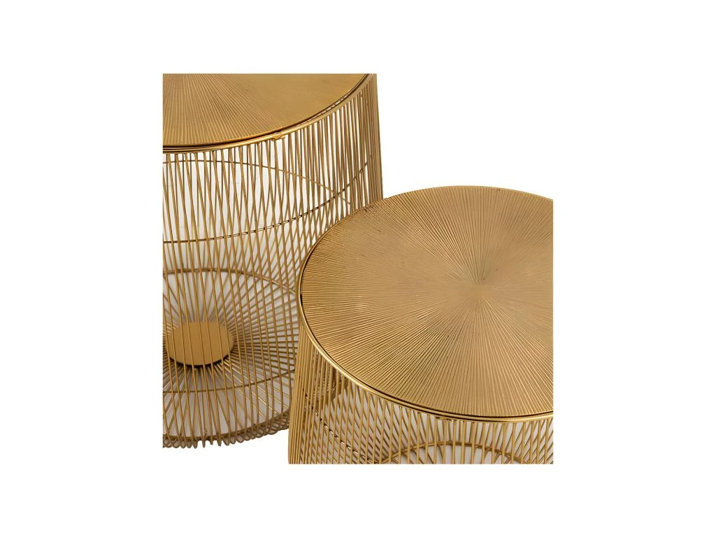 Tables Gigognes Rondes Panier Métal Or - HERAKLION – Image 4
