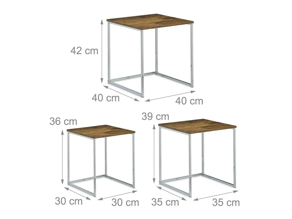 Lot De 3 Tables Basse Salon Gigogne Bout De Canapé Design Moderne Bois 0913002_2 – Image 3