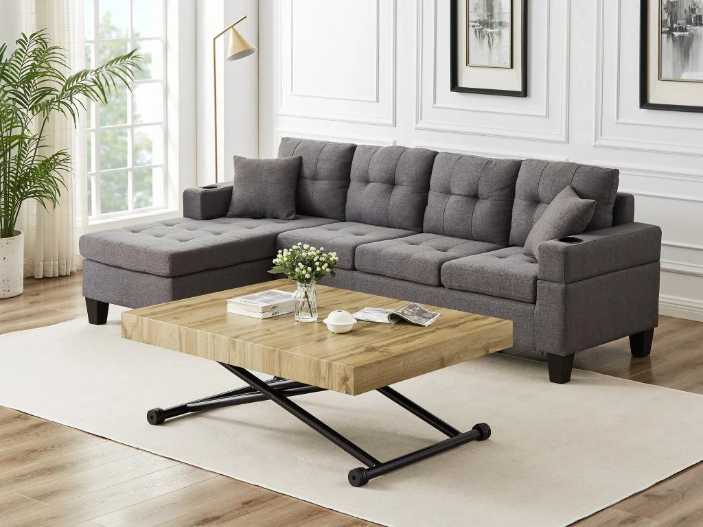 Table Extensible Et Relevable 2 En 1 - MDF Et Acier - Naturel Et Noir - MORIALA – Image 5