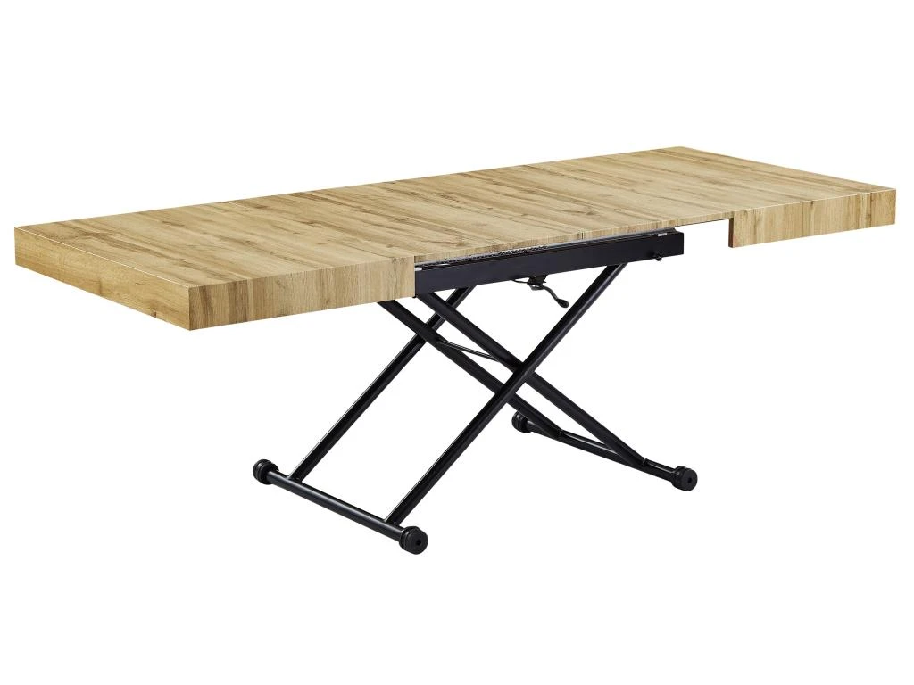 Table Extensible Et Relevable 2 En 1 - MDF Et Acier - Naturel Et Noir - MORIALA – Image 9