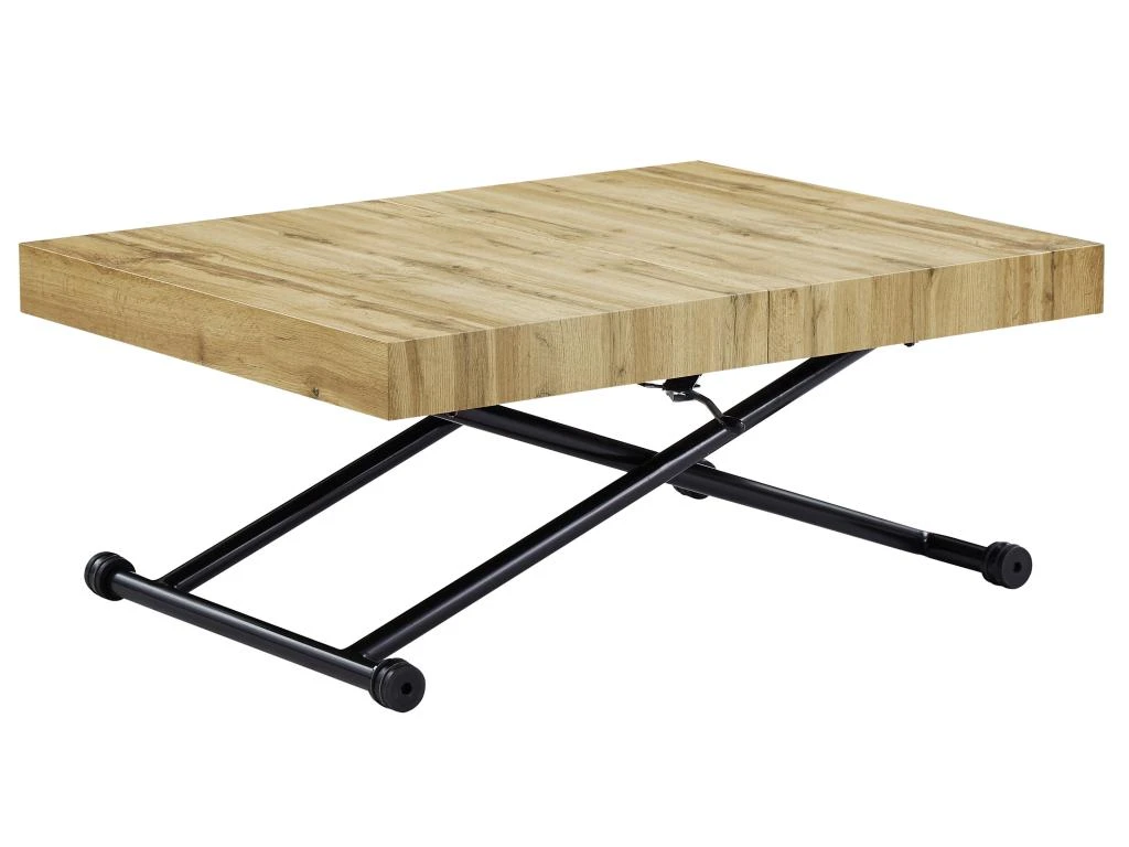 Table Extensible Et Relevable 2 En 1 - MDF Et Acier - Naturel Et Noir - MORIALA – Image 8