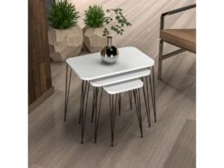 Set De 3 Tables D'appoint Rudkøbing Rectangulaires Gigognes Blanc Noir [en.casa]