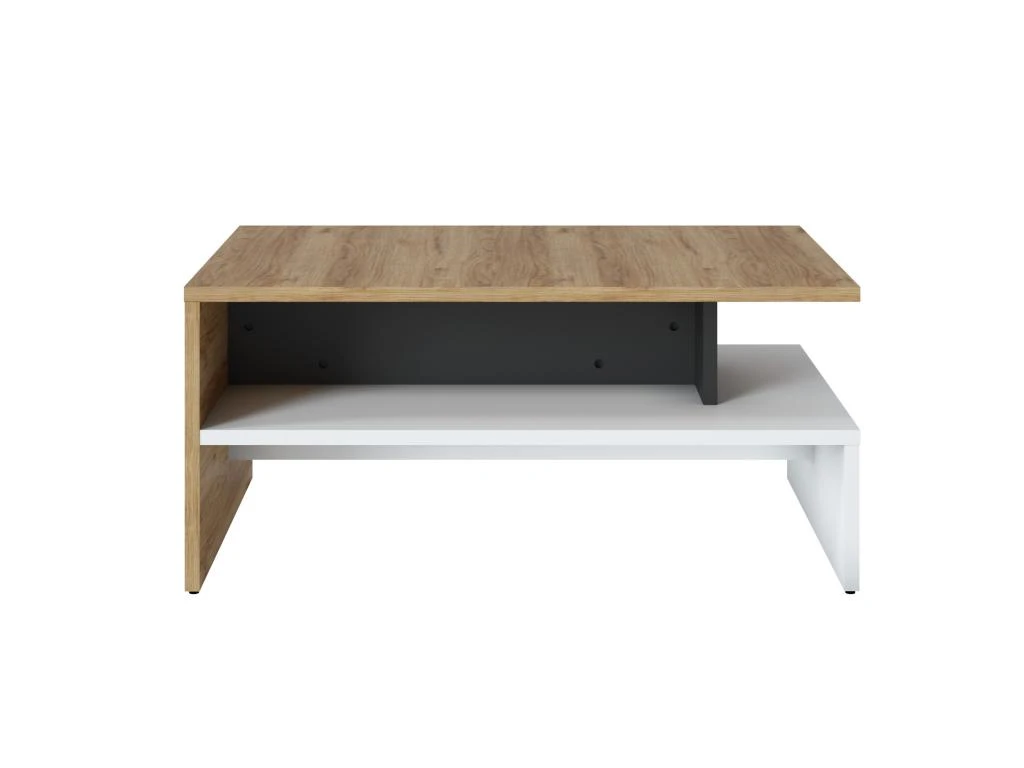 Table Basse Double Plateau - Naturel Et Blanc - NISUKA – Image 3