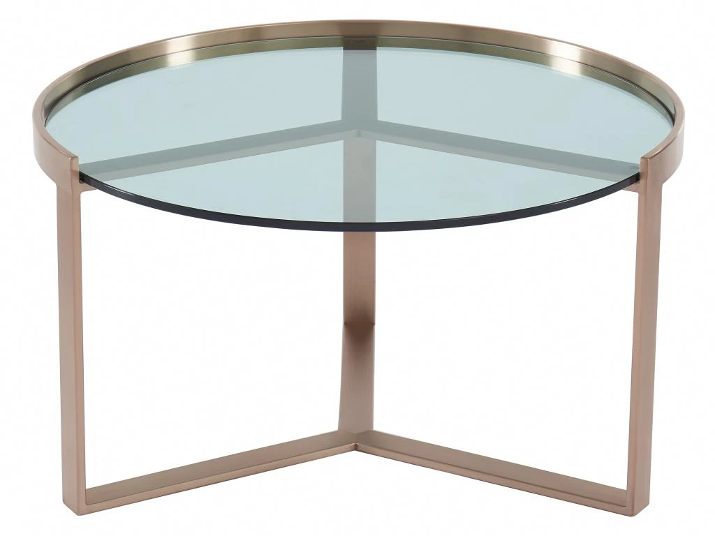 Tables Basses Gigognes En Verre Trempé Et Acier Inoxydable - Transparent Et Cuivré - BASERI – Image 4