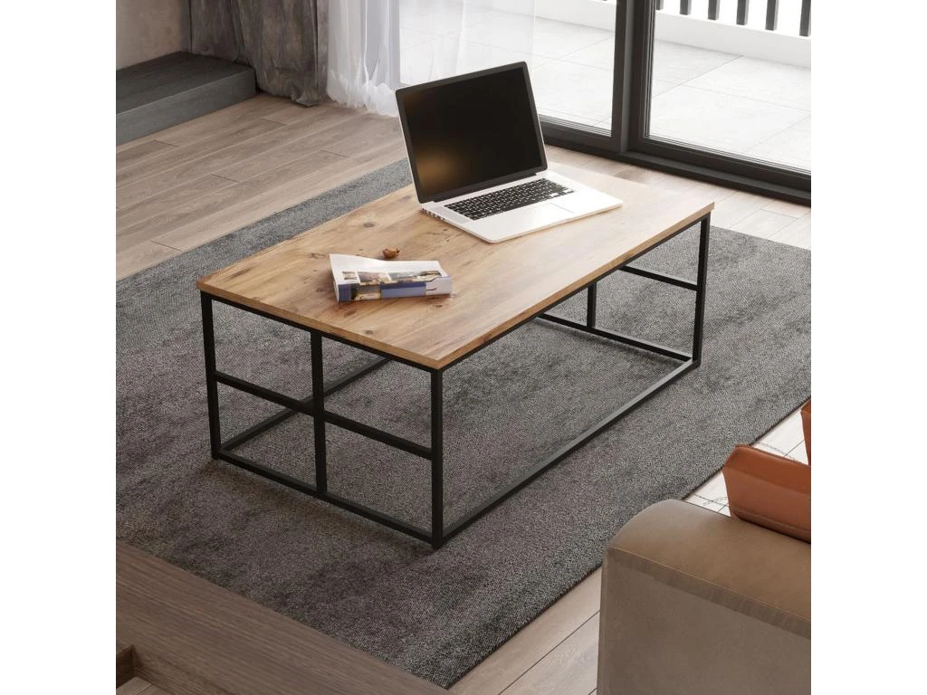 Table D’appoint Tajo Design Panneau De Particules Plaqué Mélaminé En Couleur Atlantic Pino. 100x40x60cm – Image 3