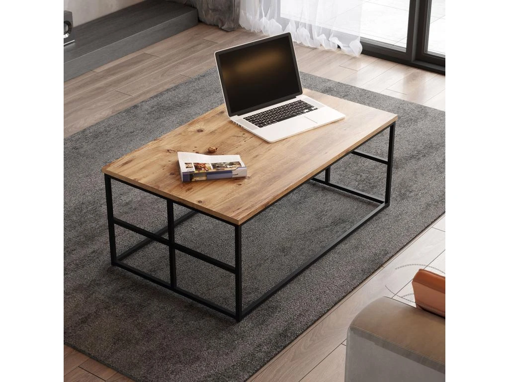 Table D’appoint Tajo Design Panneau De Particules Plaqué Mélaminé En Couleur Atlantic Pino. 100x40x60cm – Image 4