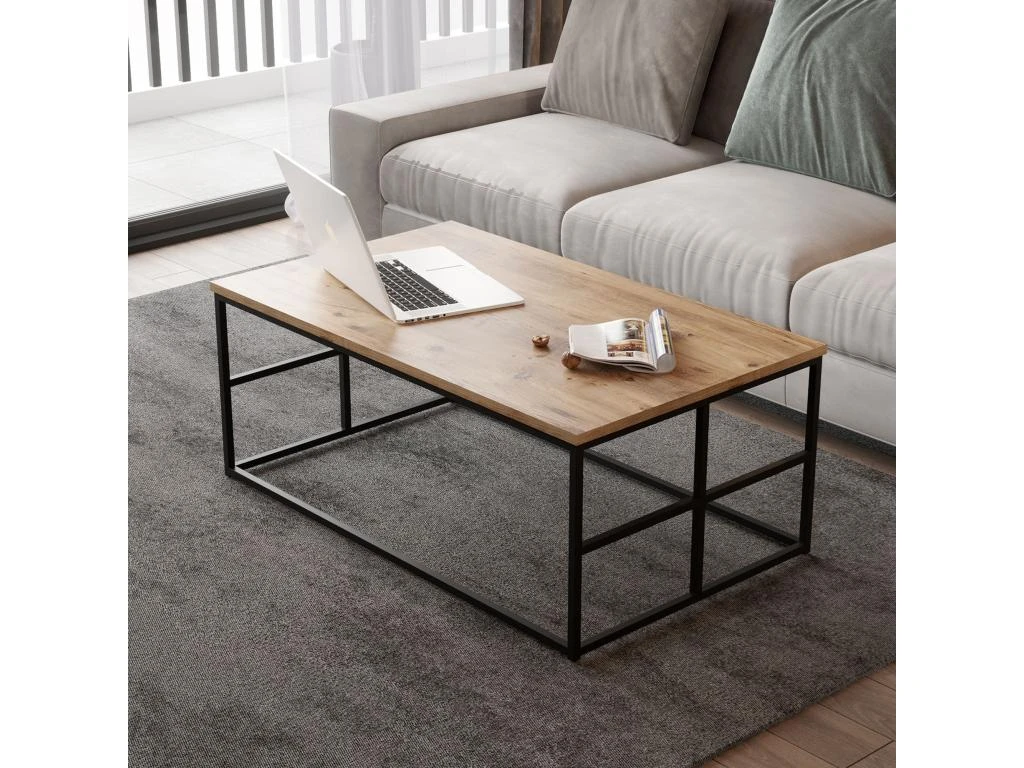 Table D’appoint Tajo Design Panneau De Particules Plaqué Mélaminé En Couleur Atlantic Pino. 100x40x60cm – Image 5