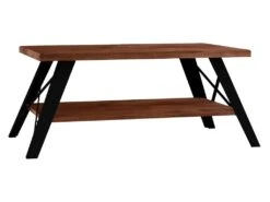 Tables Basses Tajo Multifonctionnel à 2 Niveaux En Bois En Couleur Nogal. 98x43x50cm