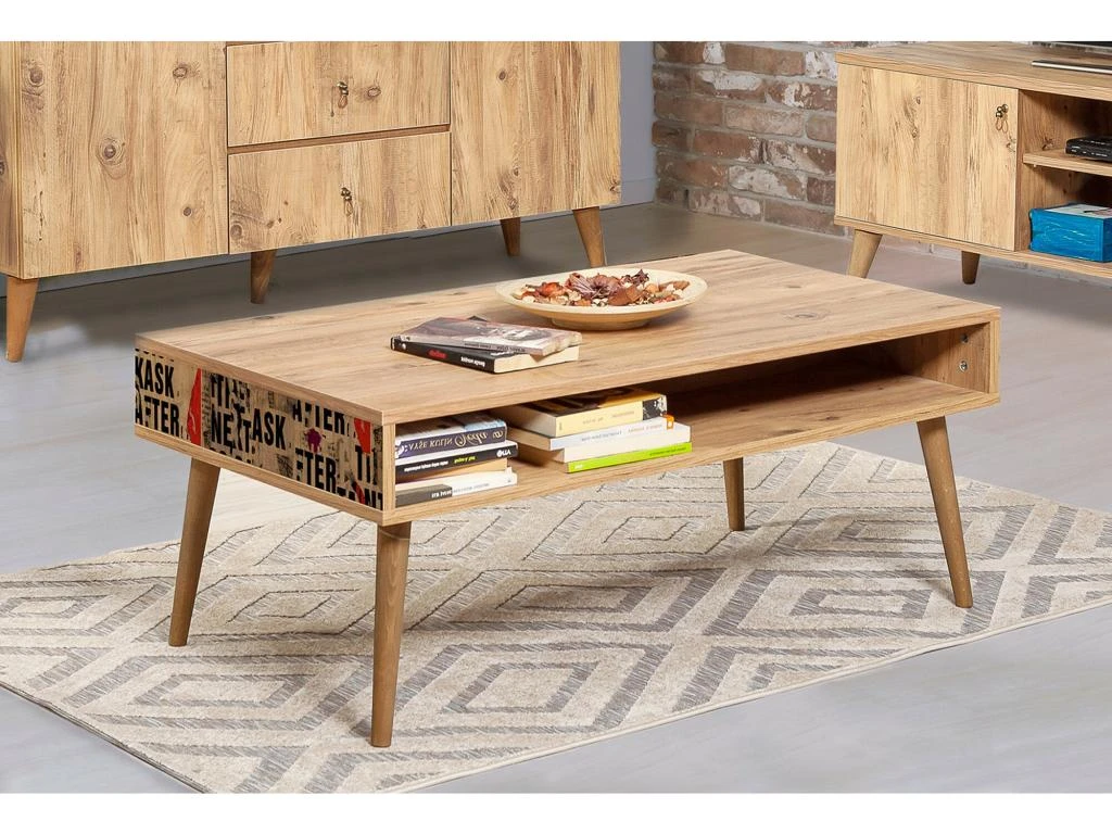 Table D’appoint Tajo Design Panneau De Particules Plaqué Mélaminé En Couleur Atlantic Noir. 110x45x60cm – Image 3