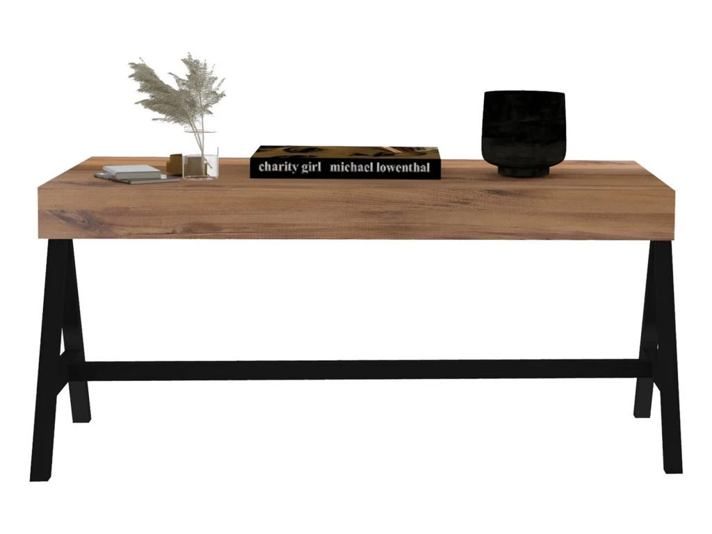 Table D’appoint Tajo Design Panneau De Particules Plaqué Mélaminé En Couleur Atlantic Noir. 105x48x53cm