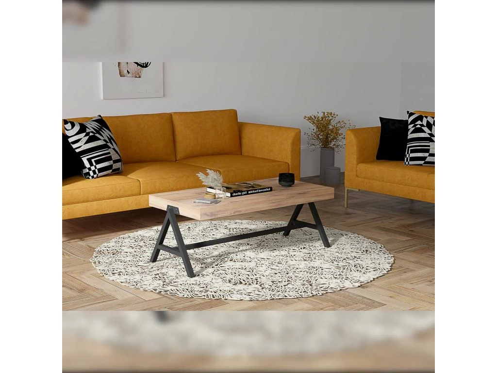 Table D’appoint Tajo Design Panneau De Particules Plaqué Mélaminé En Couleur Atlantic Noir. 105x48x53cm – Image 3