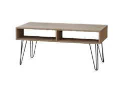 Table Basse 4 Niches Bois Et Pieds Métal - Naturel