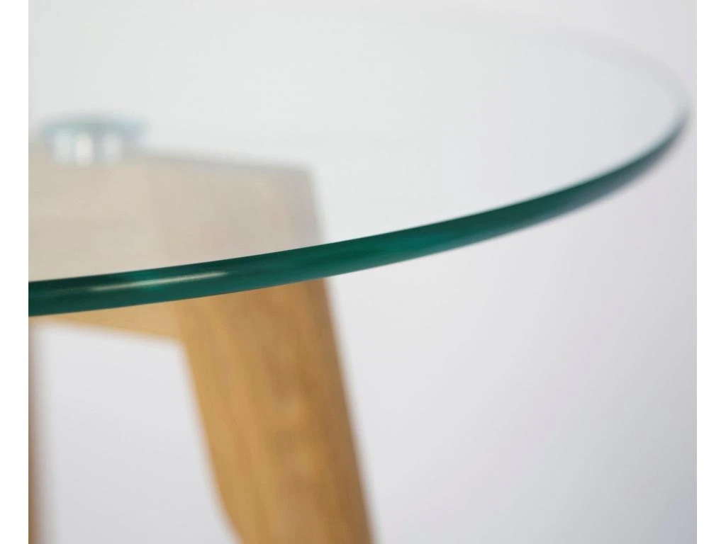 Set De Deux Tables Basses Plateau En Verre Pied En Bois TABA06006 – Image 3