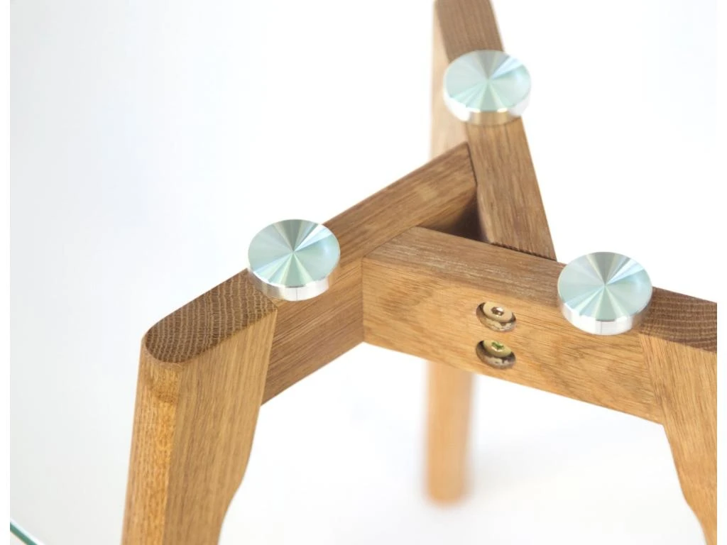 Set De Deux Tables Basses Plateau En Verre Pied En Bois TABA06006 – Image 4