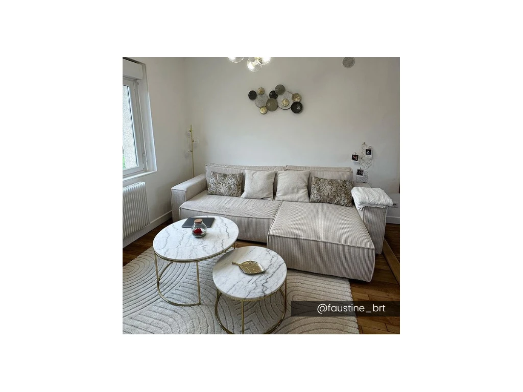 Tables Basses Gigognes ANGELA - Marbre Blanc Et Métal Doré De Pascal MORABITO – Image 7