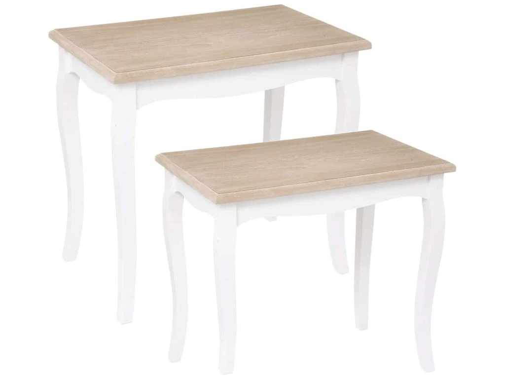 Set De 2 Tables D'appoint Coloris Blanc Dimensions L. 60 X P. 38 X H. 22,5"