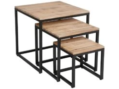 Set De 3 Tables Basses D'appoint En Métal, Dimensions: 50x50x50 Cm