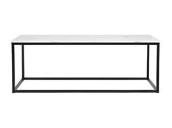 Table Basse Rectangulaire - Decors Marbre Pietement Metal Noir - L 120 X L 60 X H 43 Cm - MABLE