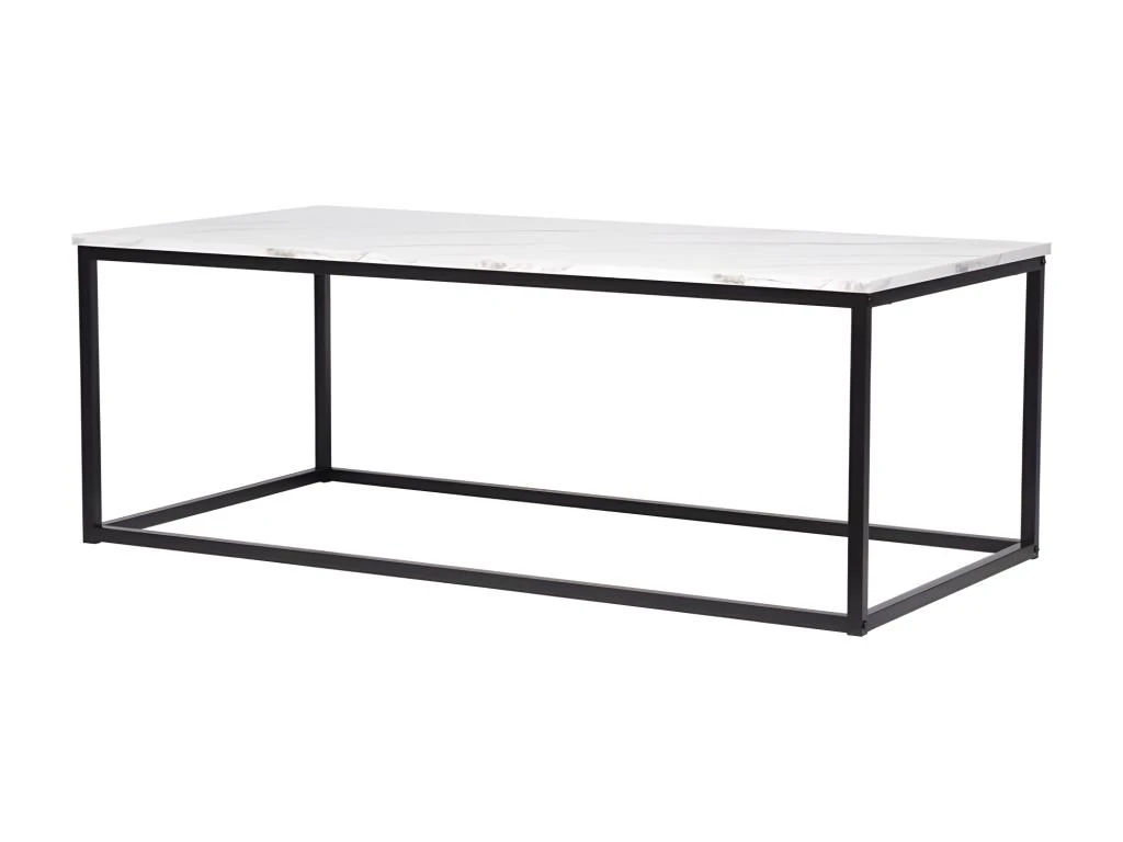 Table Basse Rectangulaire - Decors Marbre Pietement Metal Noir - L 120 X L 60 X H 43 Cm - MABLE – Image 3