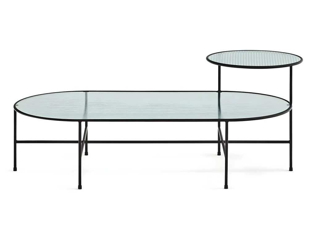 Nix - Table Basse En Verre Strié Et Métal - Couleur - Noir