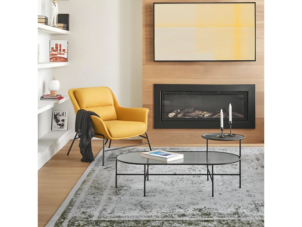 Nix - Table Basse En Verre Strié Et Métal - Couleur - Noir – Image 2